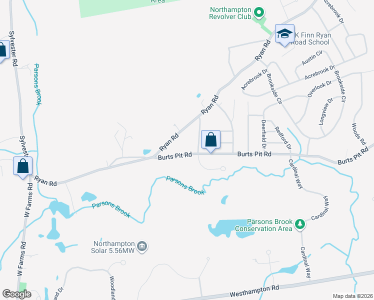 map of restaurants, bars, coffee shops, grocery stores, and more near 1245 Burts Pit Road in Northampton