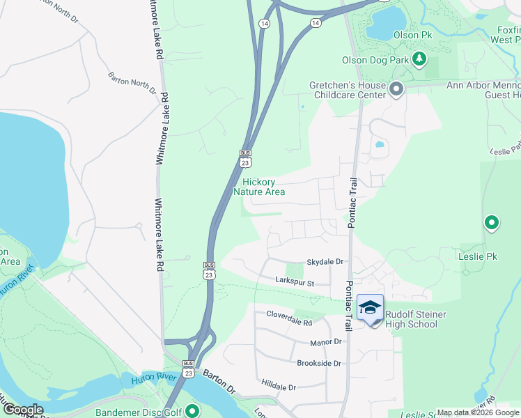 map of restaurants, bars, coffee shops, grocery stores, and more near 2839 Dillon Drive in Ann Arbor