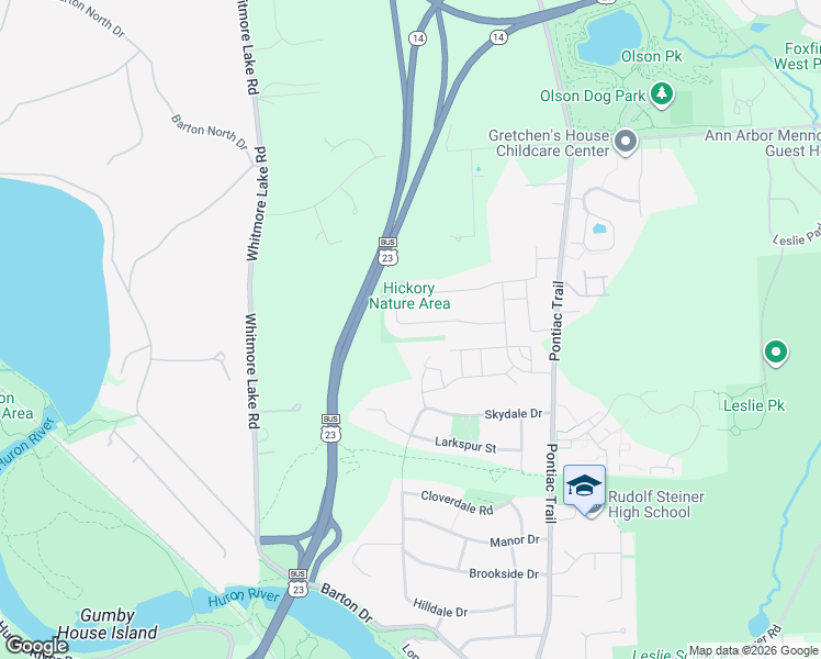 map of restaurants, bars, coffee shops, grocery stores, and more near 2839 Dillon Drive in Ann Arbor
