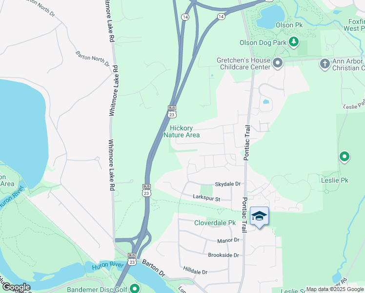 map of restaurants, bars, coffee shops, grocery stores, and more near 2839 Dillon Drive in Ann Arbor