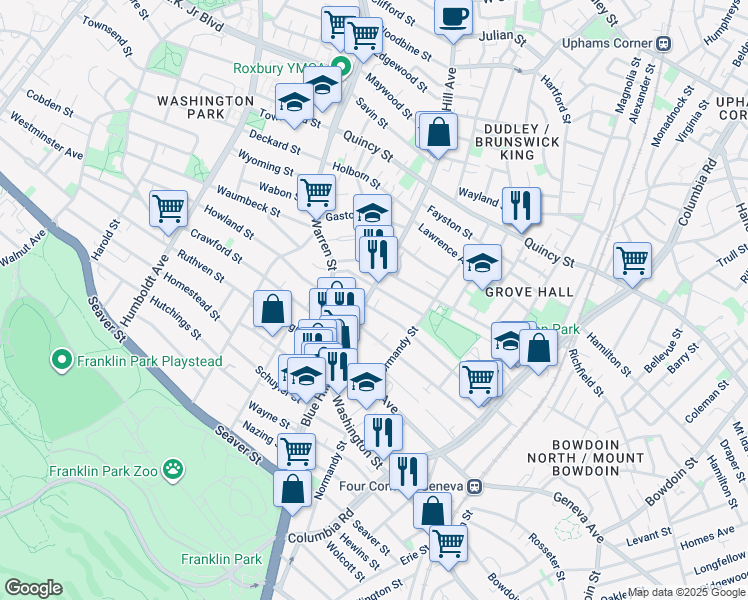 map of restaurants, bars, coffee shops, grocery stores, and more near 48 Devon Street in Boston