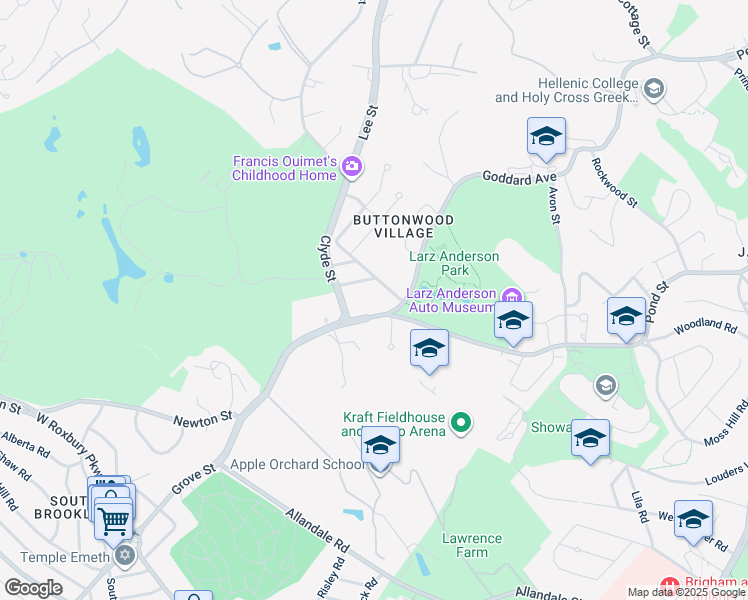 map of restaurants, bars, coffee shops, grocery stores, and more near 147 Newton Street in Brookline