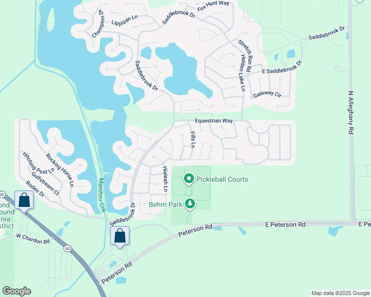 map of restaurants, bars, coffee shops, grocery stores, and more near 322 Palomino Court in Grayslake