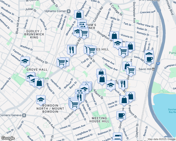 map of restaurants, bars, coffee shops, grocery stores, and more near 9 Fernald Terrace in Boston