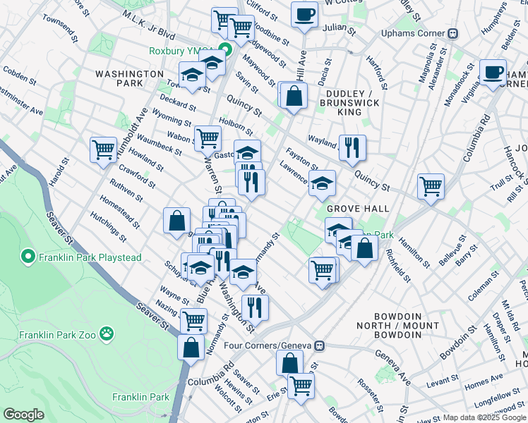 map of restaurants, bars, coffee shops, grocery stores, and more near 48 Devon Street in Boston