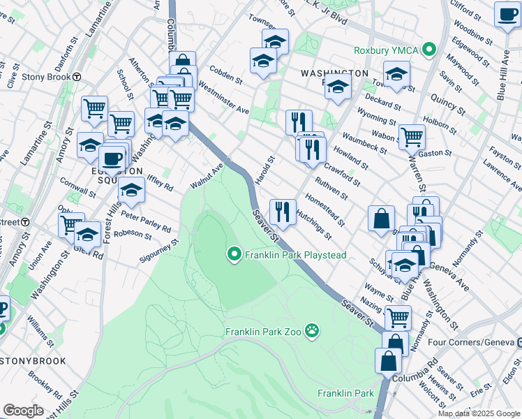 map of restaurants, bars, coffee shops, grocery stores, and more near in Boston