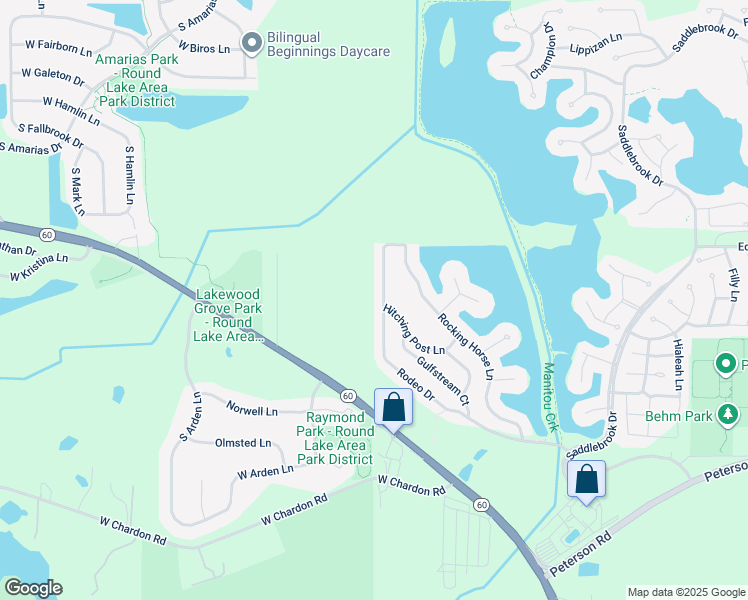 map of restaurants, bars, coffee shops, grocery stores, and more near 256 Rodeo Drive in Grayslake