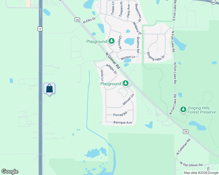 map of restaurants, bars, coffee shops, grocery stores, and more near 1283 Viola Lane in Volo