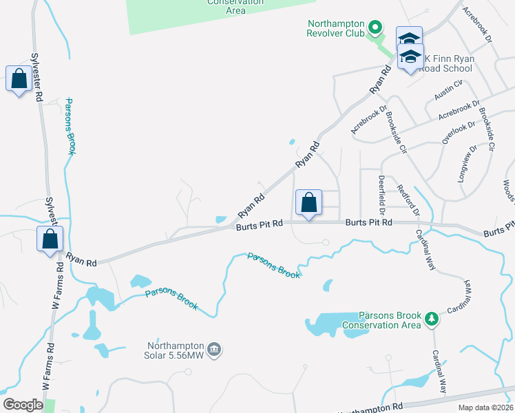 map of restaurants, bars, coffee shops, grocery stores, and more near 1268 Burts Pit Road in Northampton