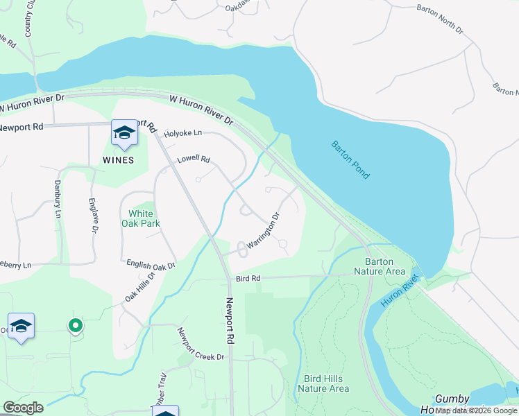 map of restaurants, bars, coffee shops, grocery stores, and more near 2699 Salisbury Lane in Ann Arbor