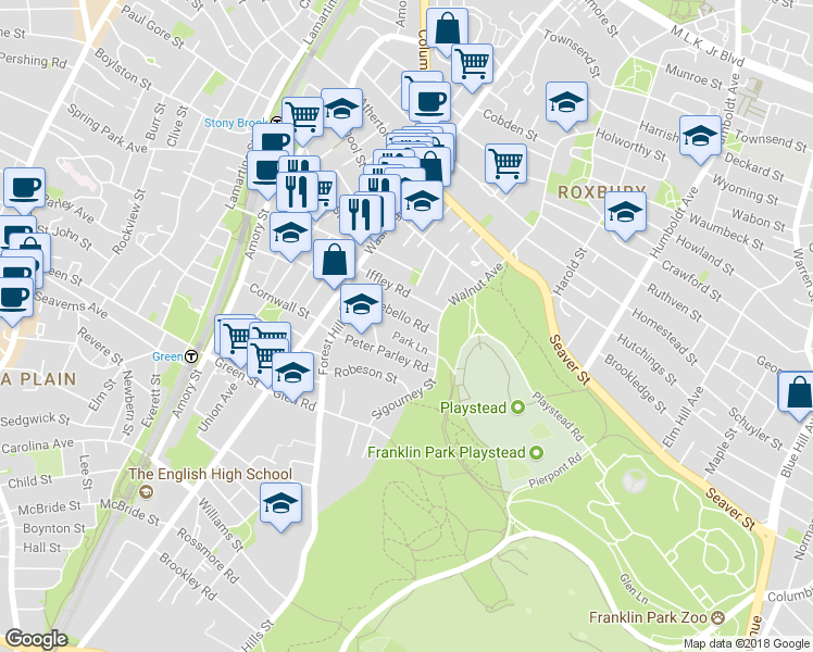 map of restaurants, bars, coffee shops, grocery stores, and more near 55 Iffley Road in Boston