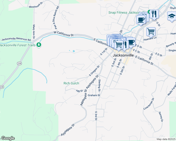 map of restaurants, bars, coffee shops, grocery stores, and more near 375 West Elm Street in Jacksonville