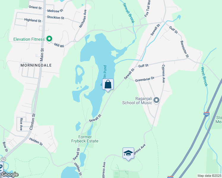 map of restaurants, bars, coffee shops, grocery stores, and more near 70 Sewall Street in Shrewsbury