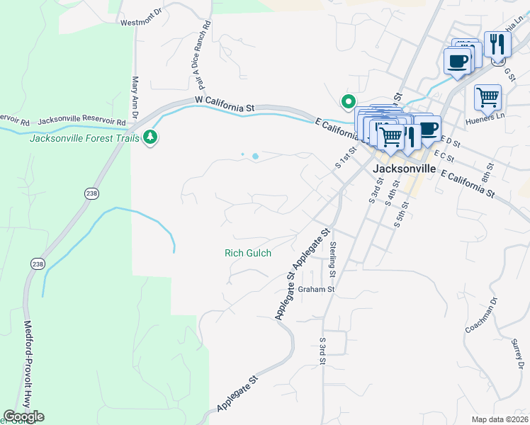 map of restaurants, bars, coffee shops, grocery stores, and more near 810 Timber Ridge Drive in Jacksonville