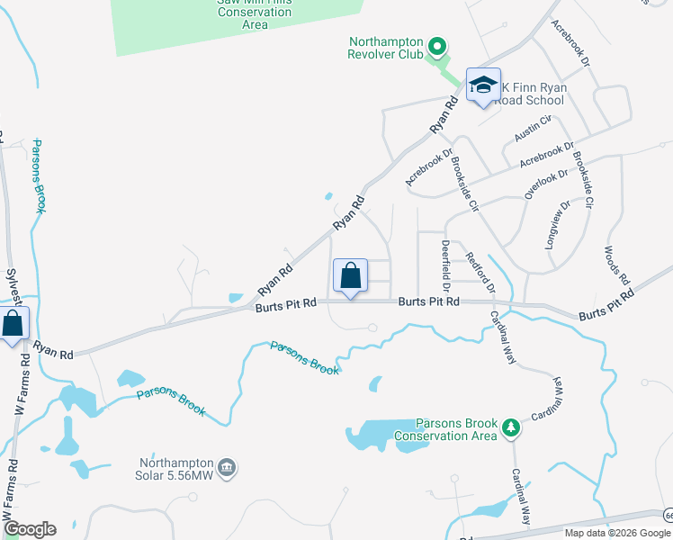 map of restaurants, bars, coffee shops, grocery stores, and more near 20 Westwood Terrace in Northampton