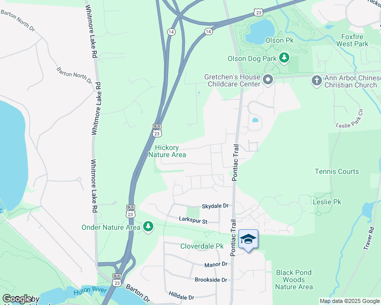 map of restaurants, bars, coffee shops, grocery stores, and more near 2887 Havre Street in Ann Arbor