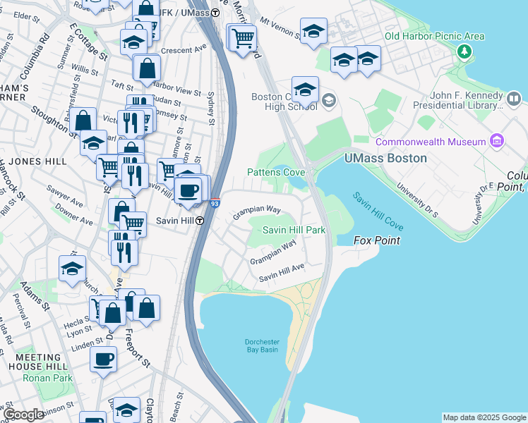 map of restaurants, bars, coffee shops, grocery stores, and more near 64 Grampian Way in Boston