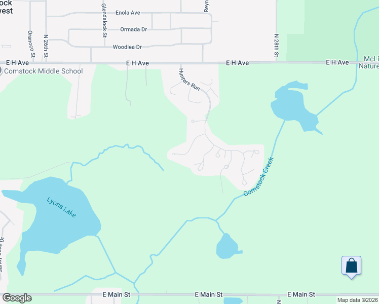 map of restaurants, bars, coffee shops, grocery stores, and more near 2626 Hunters Point in Kalamazoo