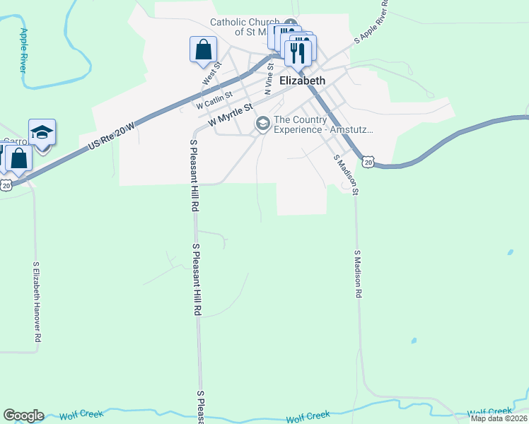 map of restaurants, bars, coffee shops, grocery stores, and more near 117 windmill road in Elizabeth