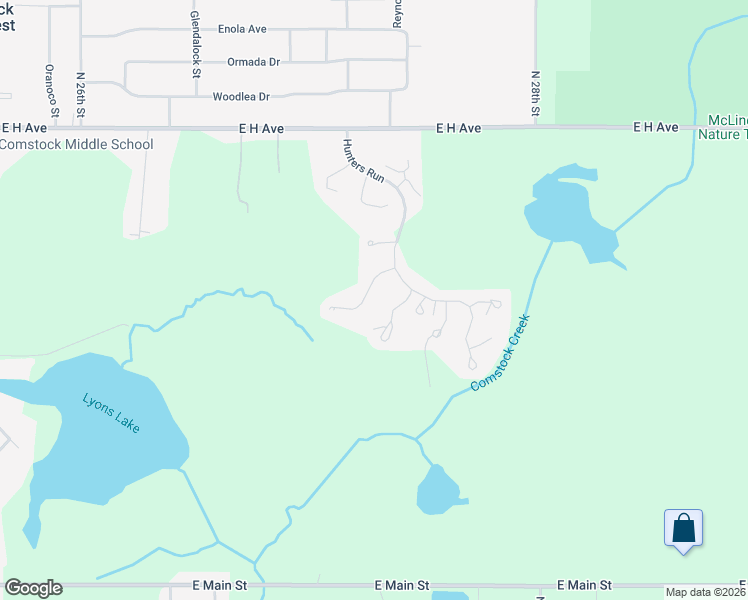 map of restaurants, bars, coffee shops, grocery stores, and more near 2626 Hunters Point in Kalamazoo