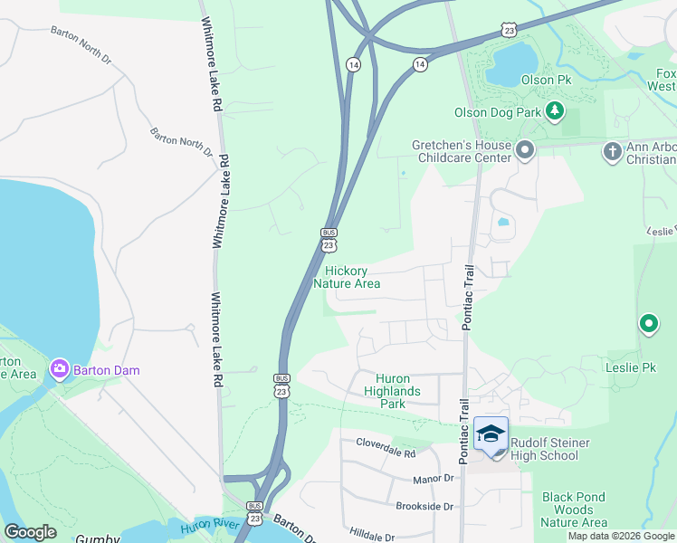 map of restaurants, bars, coffee shops, grocery stores, and more near 2867 Dillon Drive in Ann Arbor