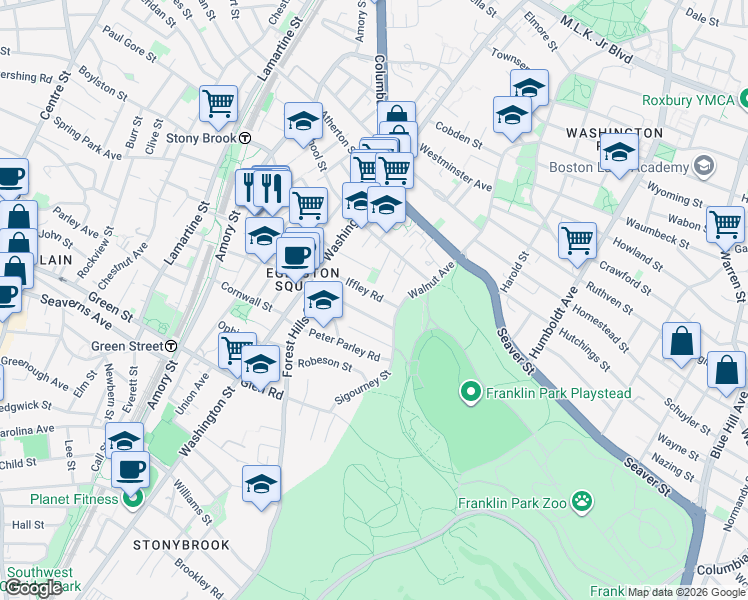 map of restaurants, bars, coffee shops, grocery stores, and more near 55 Iffley Road in Boston