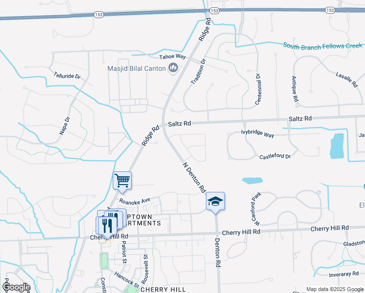 map of restaurants, bars, coffee shops, grocery stores, and more near 873 Reef Drive in Canton