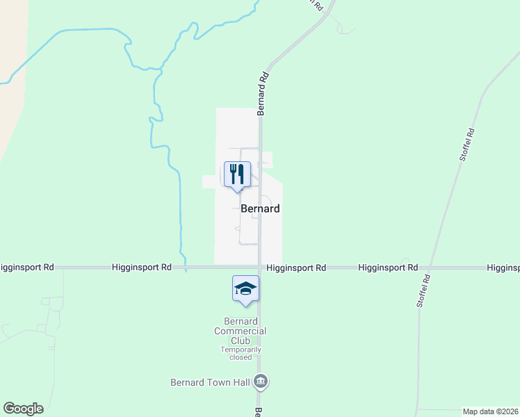 map of restaurants, bars, coffee shops, grocery stores, and more near in Bernard