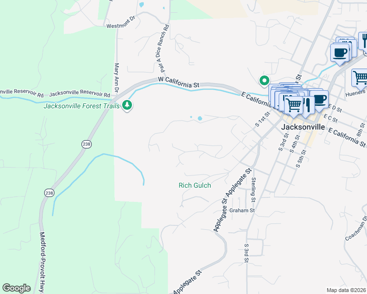 map of restaurants, bars, coffee shops, grocery stores, and more near 810 Timber Ridge Drive in Jacksonville