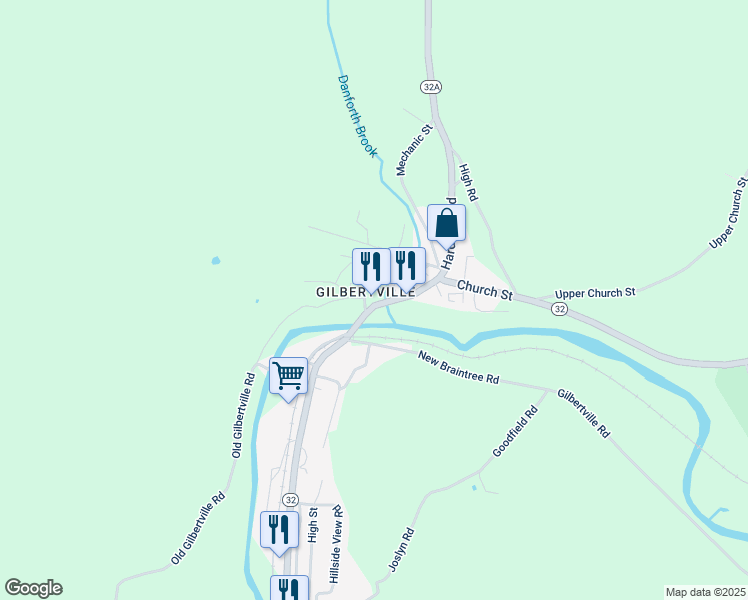 map of restaurants, bars, coffee shops, grocery stores, and more near 76 Main St in Hardwick