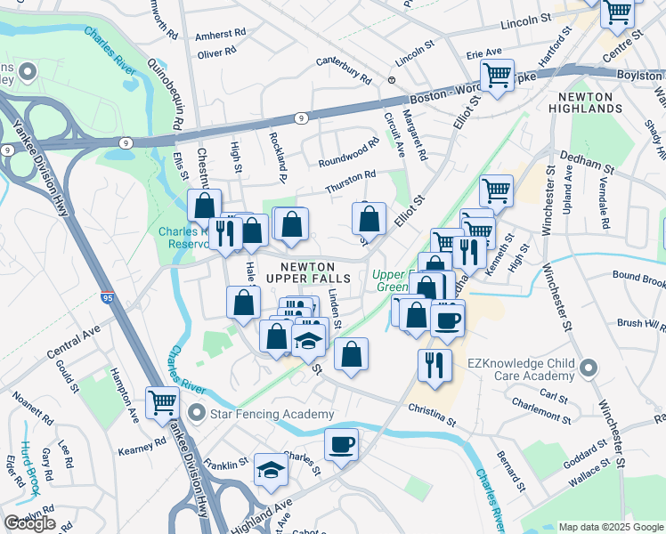map of restaurants, bars, coffee shops, grocery stores, and more near in 