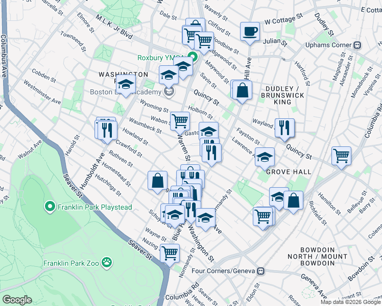 map of restaurants, bars, coffee shops, grocery stores, and more near 56 Brunswick Street in Boston