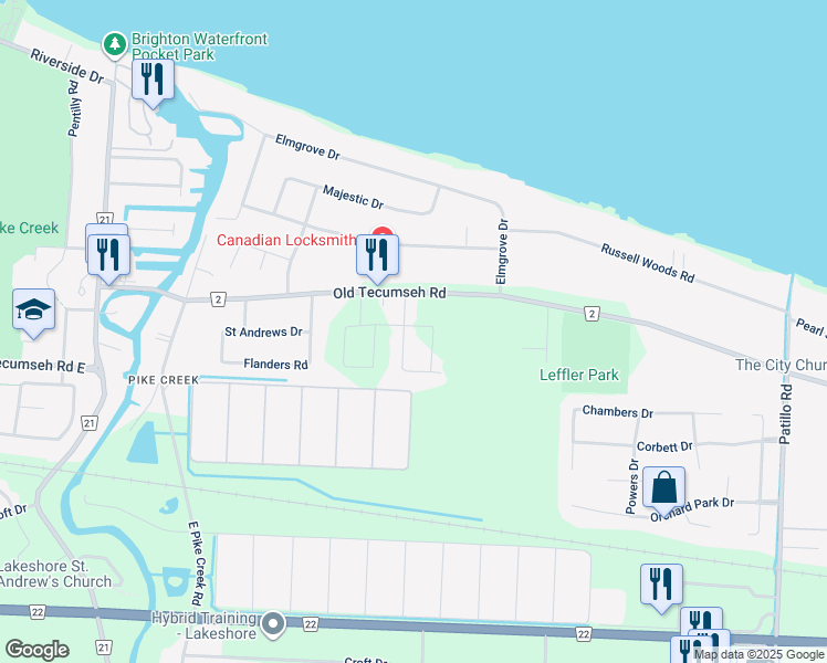 map of restaurants, bars, coffee shops, grocery stores, and more near 357 Jordan Lane in Windsor