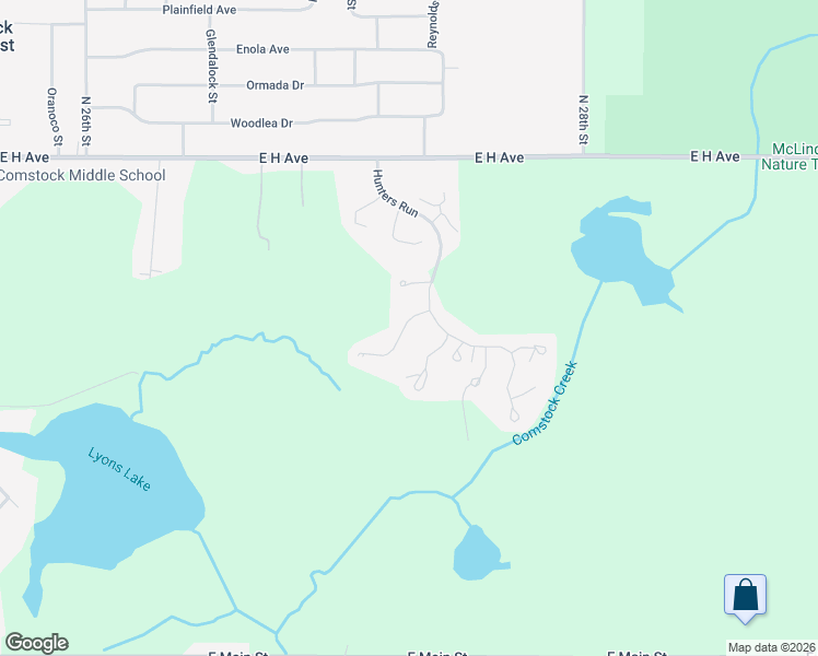 map of restaurants, bars, coffee shops, grocery stores, and more near 2626 Hunters Point in Kalamazoo