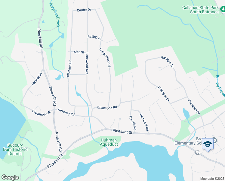 map of restaurants, bars, coffee shops, grocery stores, and more near 13 Ledgewood Road in Framingham