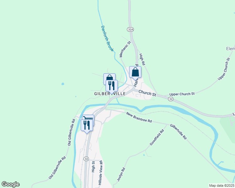map of restaurants, bars, coffee shops, grocery stores, and more near 76 Main Street in Hardwick