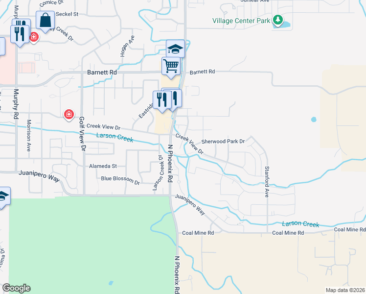 map of restaurants, bars, coffee shops, grocery stores, and more near 1281 Ashford Way in Medford