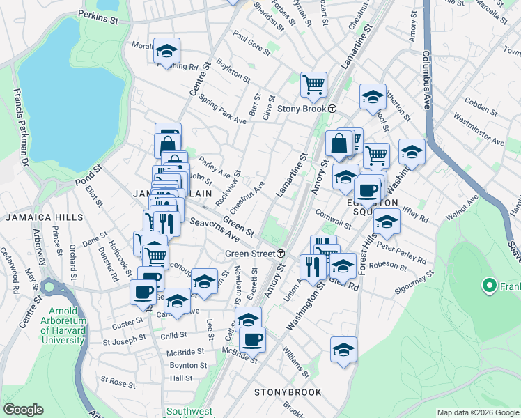 map of restaurants, bars, coffee shops, grocery stores, and more near 329 Lamartine Street in Boston