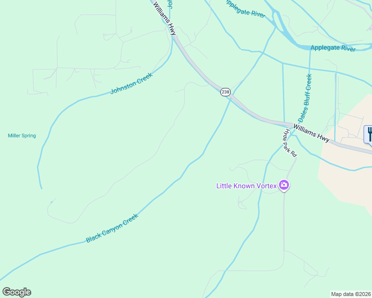 map of restaurants, bars, coffee shops, grocery stores, and more near 10680 Williams Highway in Grants Pass
