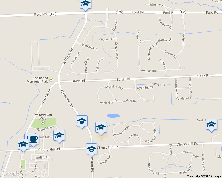 map of restaurants, bars, coffee shops, grocery stores, and more near 815 Atherstone Drive in Canton
