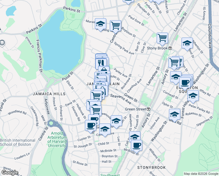 map of restaurants, bars, coffee shops, grocery stores, and more near in Boston