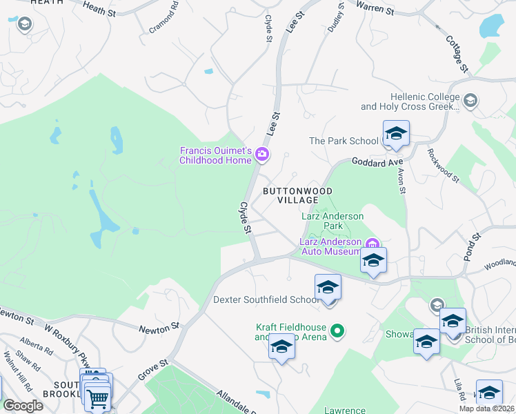 map of restaurants, bars, coffee shops, grocery stores, and more near 38 Dale Street in Brookline
