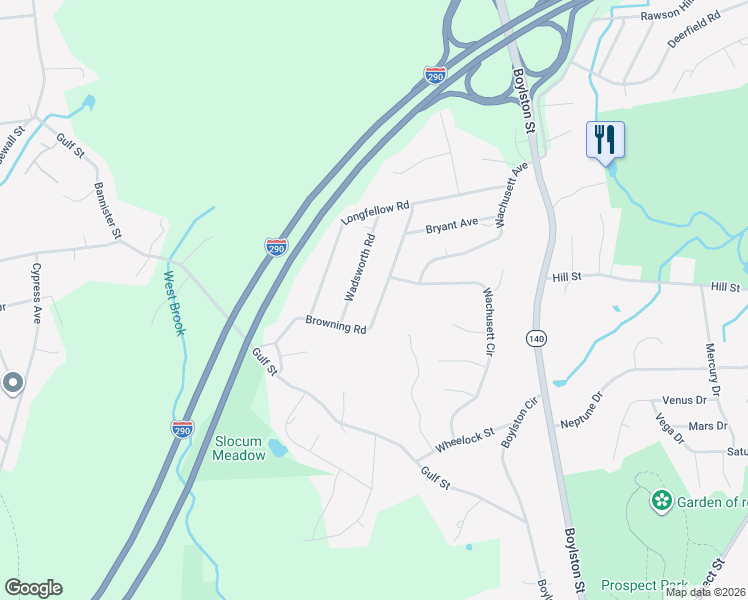map of restaurants, bars, coffee shops, grocery stores, and more near 15 Wadsworth Road in Shrewsbury