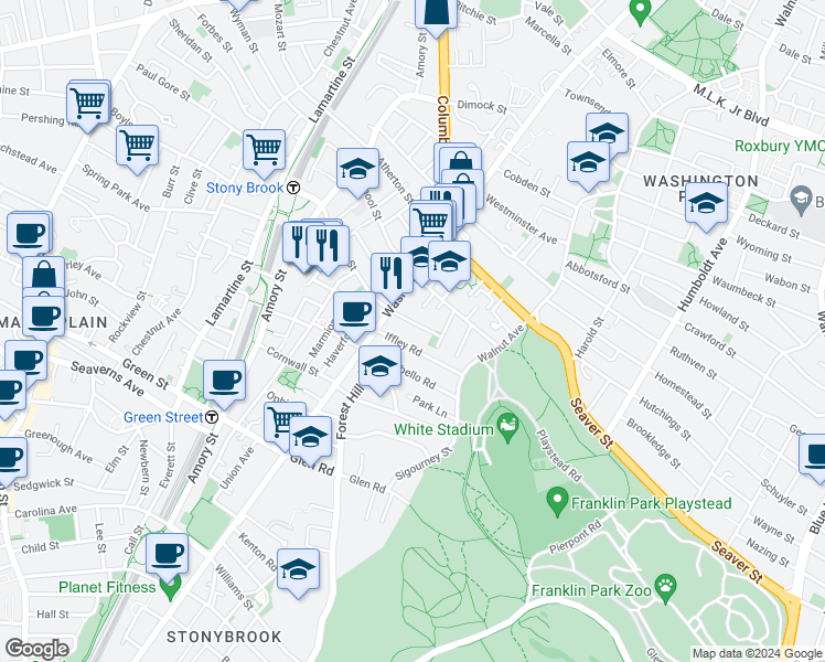 map of restaurants, bars, coffee shops, grocery stores, and more near 6 Chilcott Place in Boston