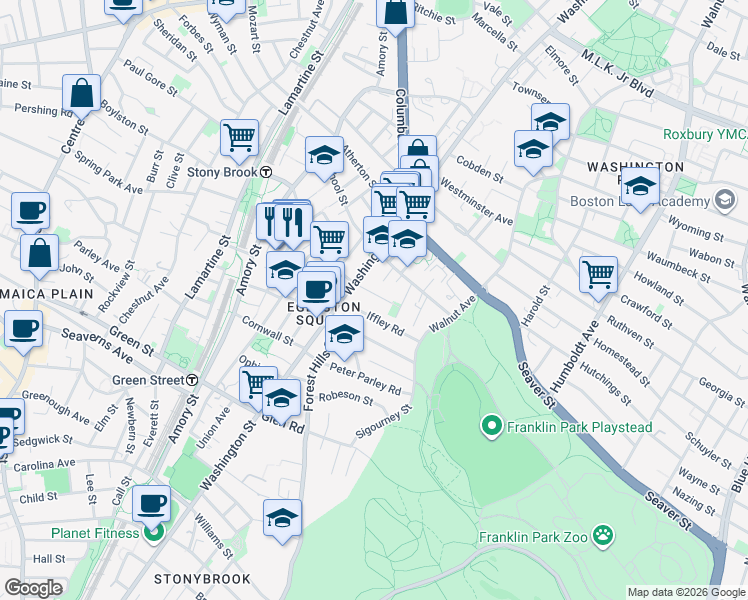 map of restaurants, bars, coffee shops, grocery stores, and more near 17 Chilcott Place in Boston