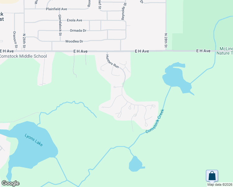 map of restaurants, bars, coffee shops, grocery stores, and more near 6626 Hunters Down in Kalamazoo