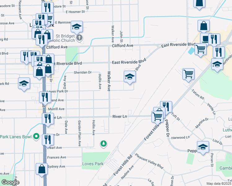 map of restaurants, bars, coffee shops, grocery stores, and more near 926 Short Street in Loves Park