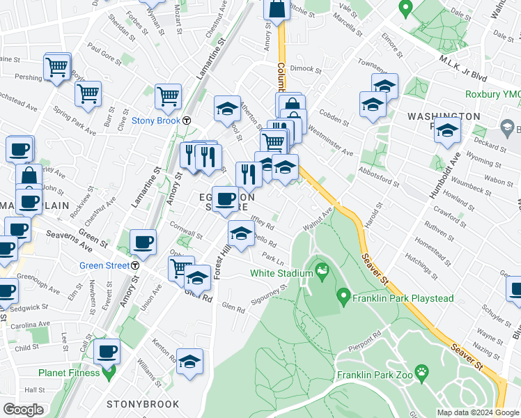 map of restaurants, bars, coffee shops, grocery stores, and more near 6 Chilcott Place in Boston