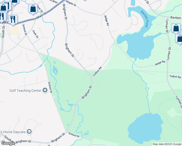 map of restaurants, bars, coffee shops, grocery stores, and more near 161 Brigham Street in Northborough