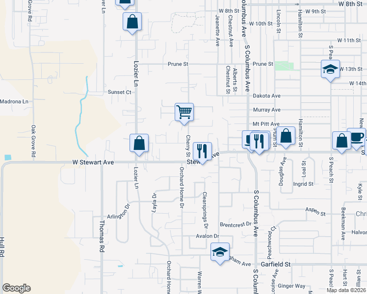 map of restaurants, bars, coffee shops, grocery stores, and more near 1039 Cherry Street in Medford